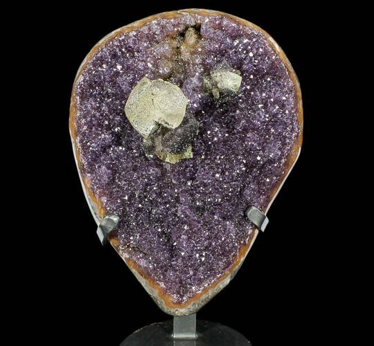 Amethyst Geode With Calcite on Metal Stand - Uruguay #107708